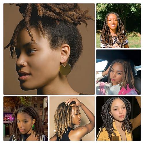 XIAULAU XIAULAU 8 Inch Loc Extensions Human Hair 20 Locs 0.8cm Thickness Human Hair Dreadlock Extensions Can Be Dyed Lock Extension Human Hair for Men/Women/Kids Natural Black