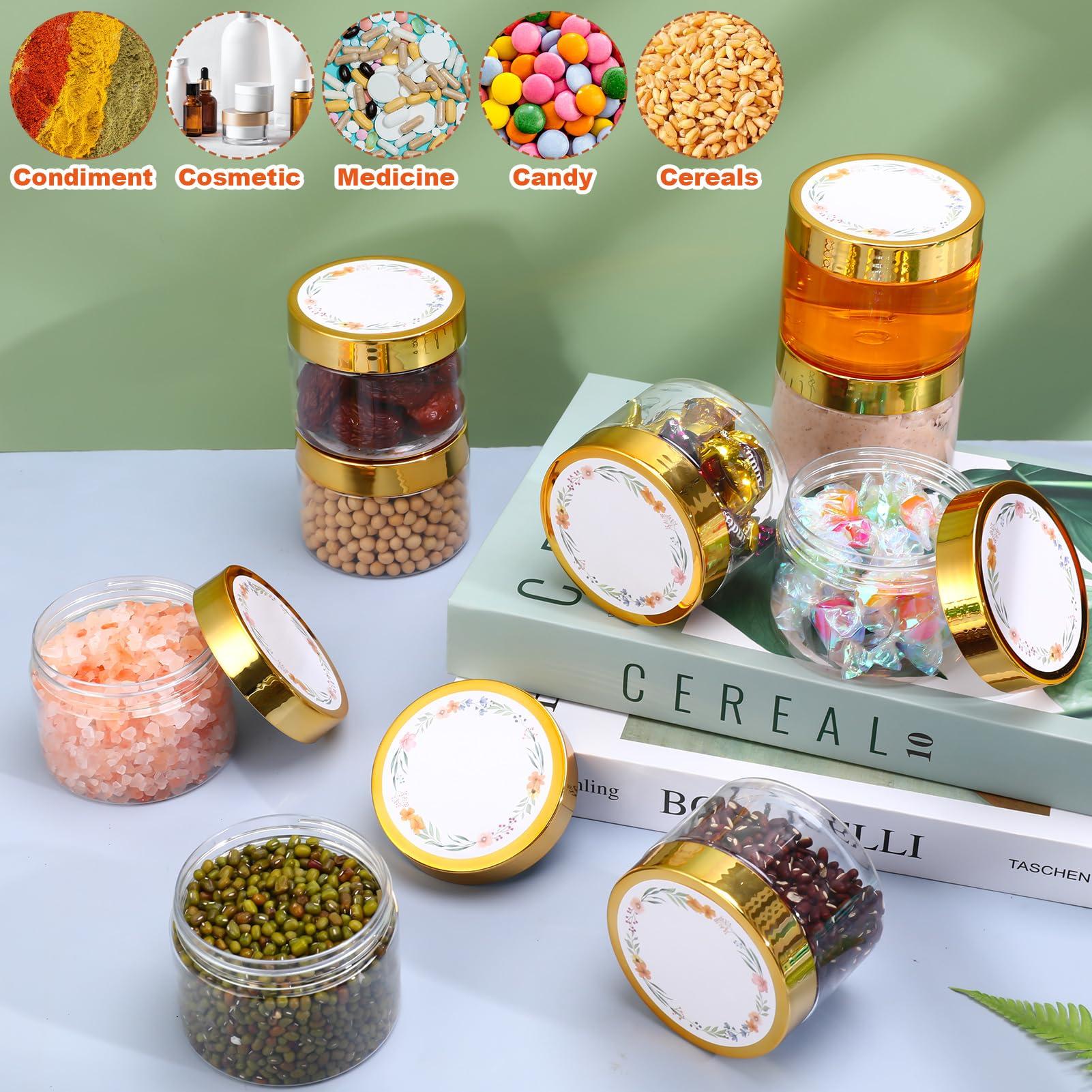 ZhouBoat ZhouBoat 32 Pack 5 oz Plastic Jars with Gold Lids, Clear Empty Body Butter Containers Travel Size Cosmetic Bottles for Make Up and Food Storage