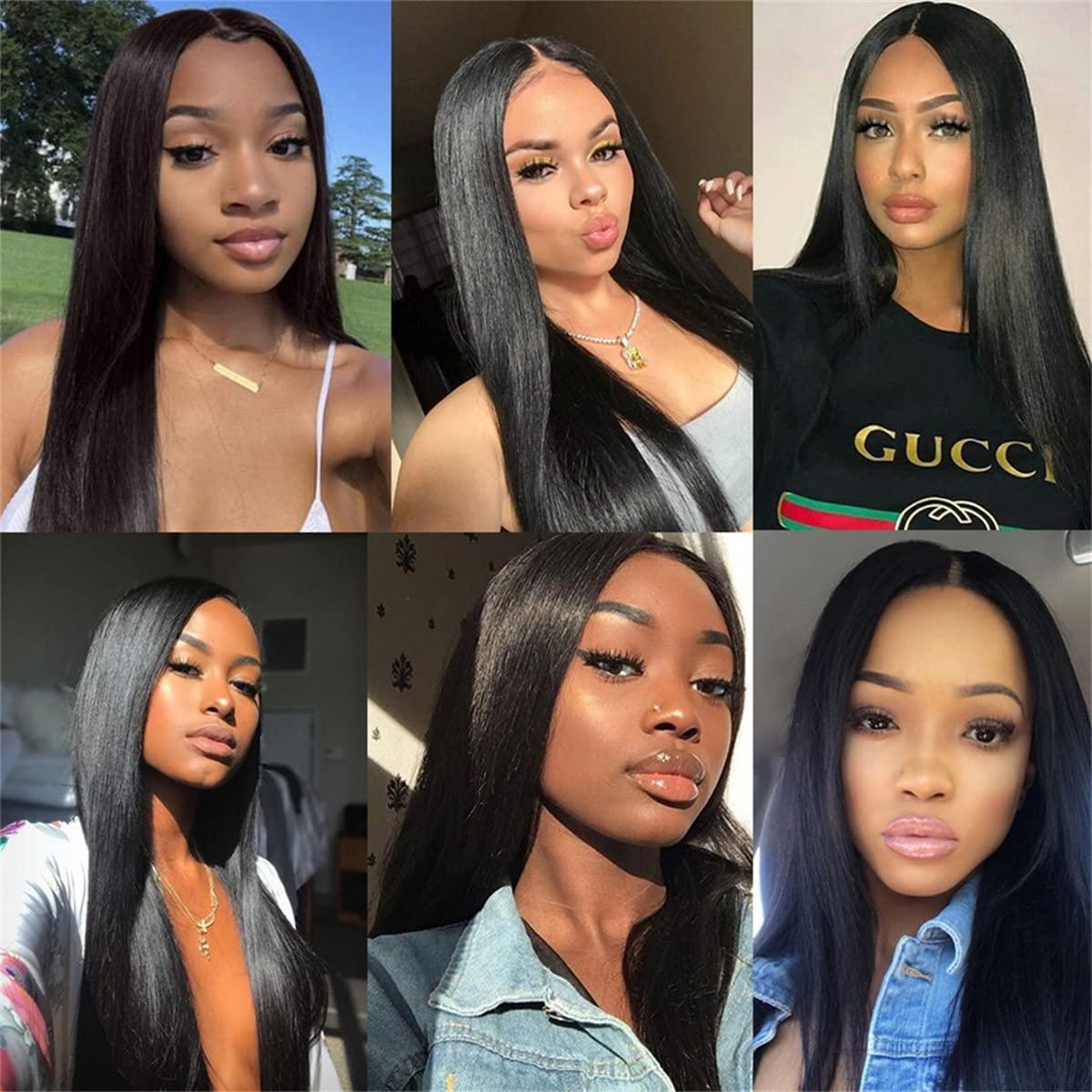 MOOTAFUL MOOTAFUL Large Cap Wigs 24 inch Cap Size Lace Front Wigs 134 Straight 150% density Pre Plucked with Baby Hair Brazilian Virgin Human Hair Wigs for Black Women 30 inch