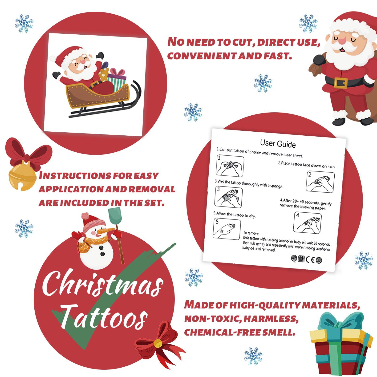 winthrop winthrop 240 Pcs Bulk Christmas Temporary Tattoos for Kids, Individually Wrapped Waterproof Safety Tattoos Stickers, Best Choice for Christmas Goody Bag Stuffers, 60 Different Designs Snowman Santa
