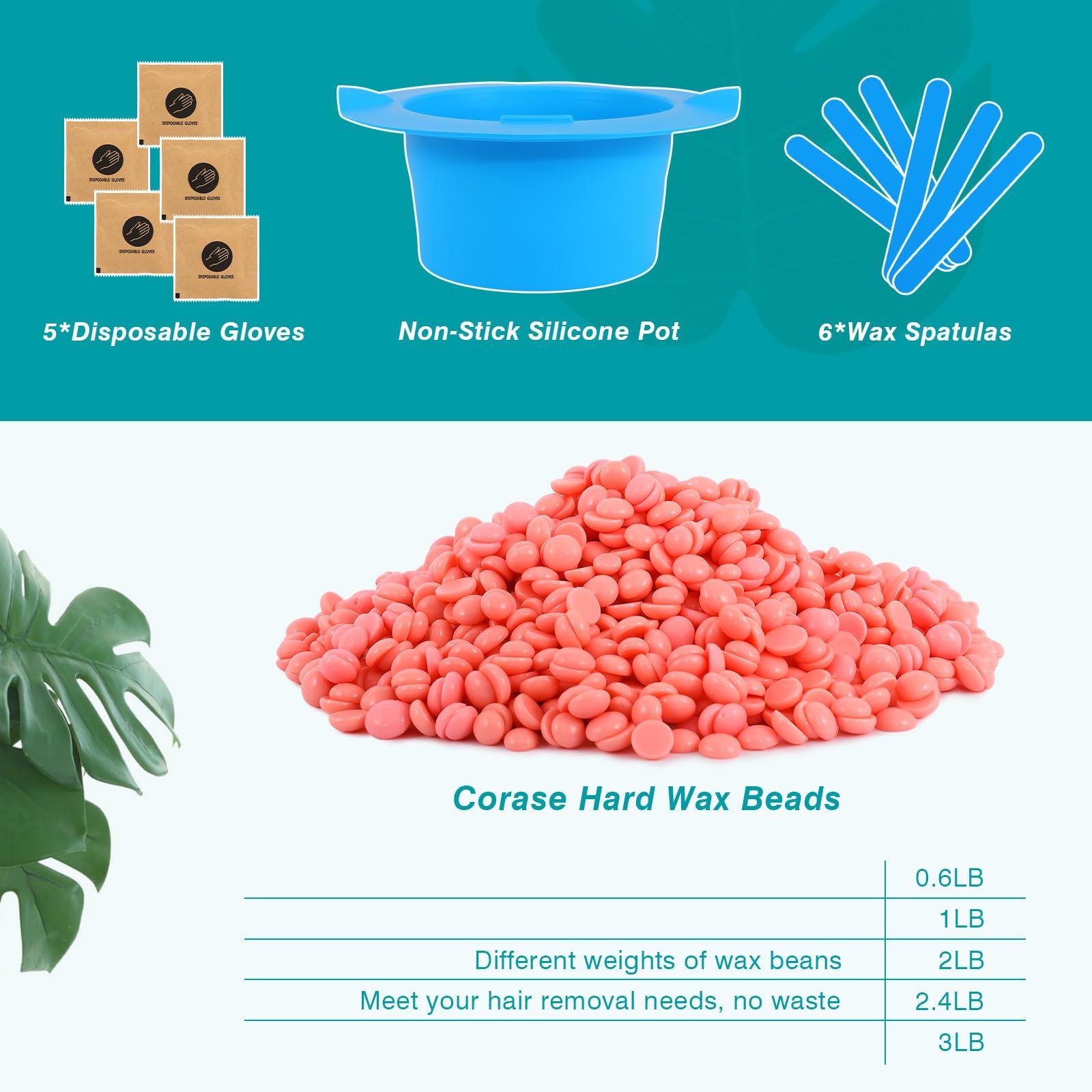 OudaHeat 2.4 lb Hard Wax Beads, All-purpose Wax Beans with Silicone Wax Pot for Sensitive Skin, Brazilian Coarse Waxing for Bikini, Face, Eyebrow, Back, Chest, Legs, Armpit, Women Ment, Cream