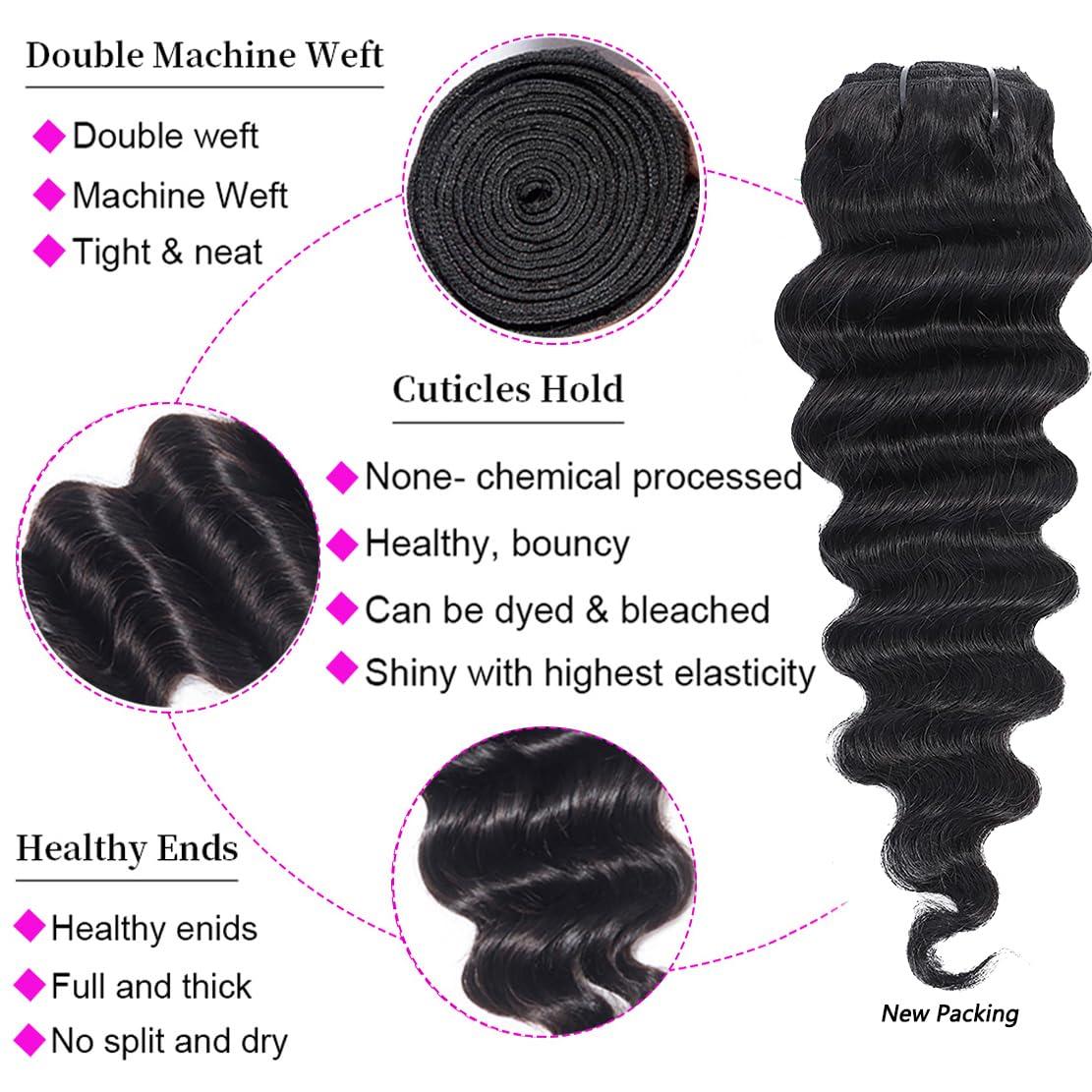 Vallbest Vallbest Bundles Human Hair Loose Deep Wave Bundles 24 26 28 30 inch Loose Deep Wave 4 Bundles Human Hair 10A Grade Unprocessed Brazilian Virgin Hair Bundles for Black Women