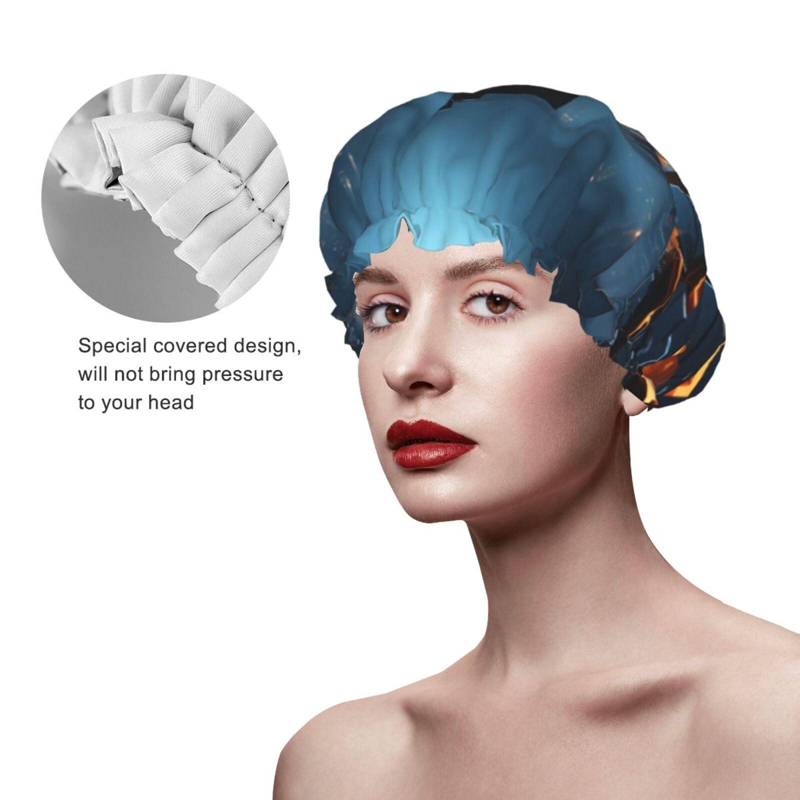 BREAUX cool wallpapers print Bath cap Large bath cap Fit for all lengths of hair Protects hair bath cap Reusable