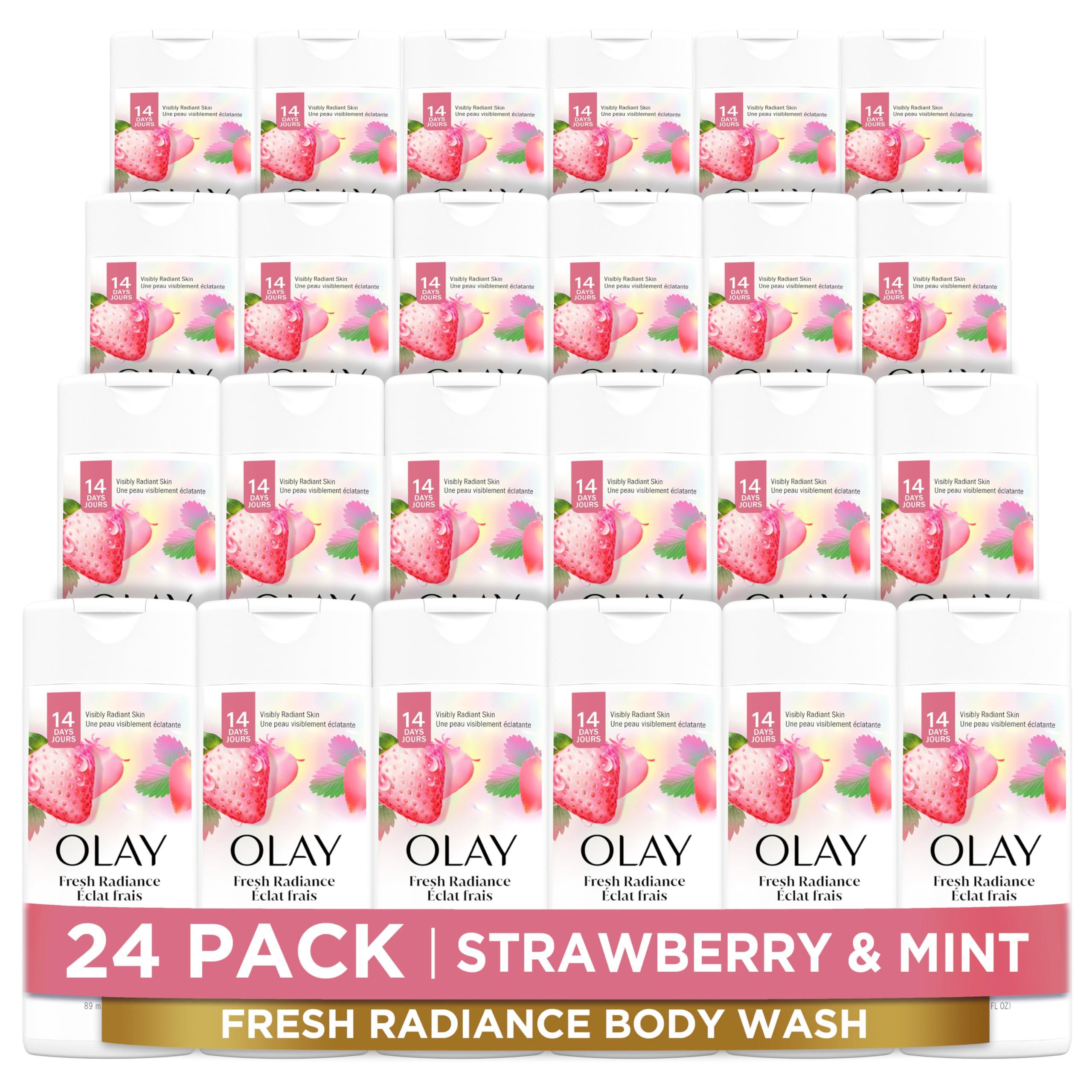 Olay Olay Fresh Outlast Cooling White Strawberry & Mint Scent, Hydrating Body Wash for Women, 3.0 oz (Pack of 24)