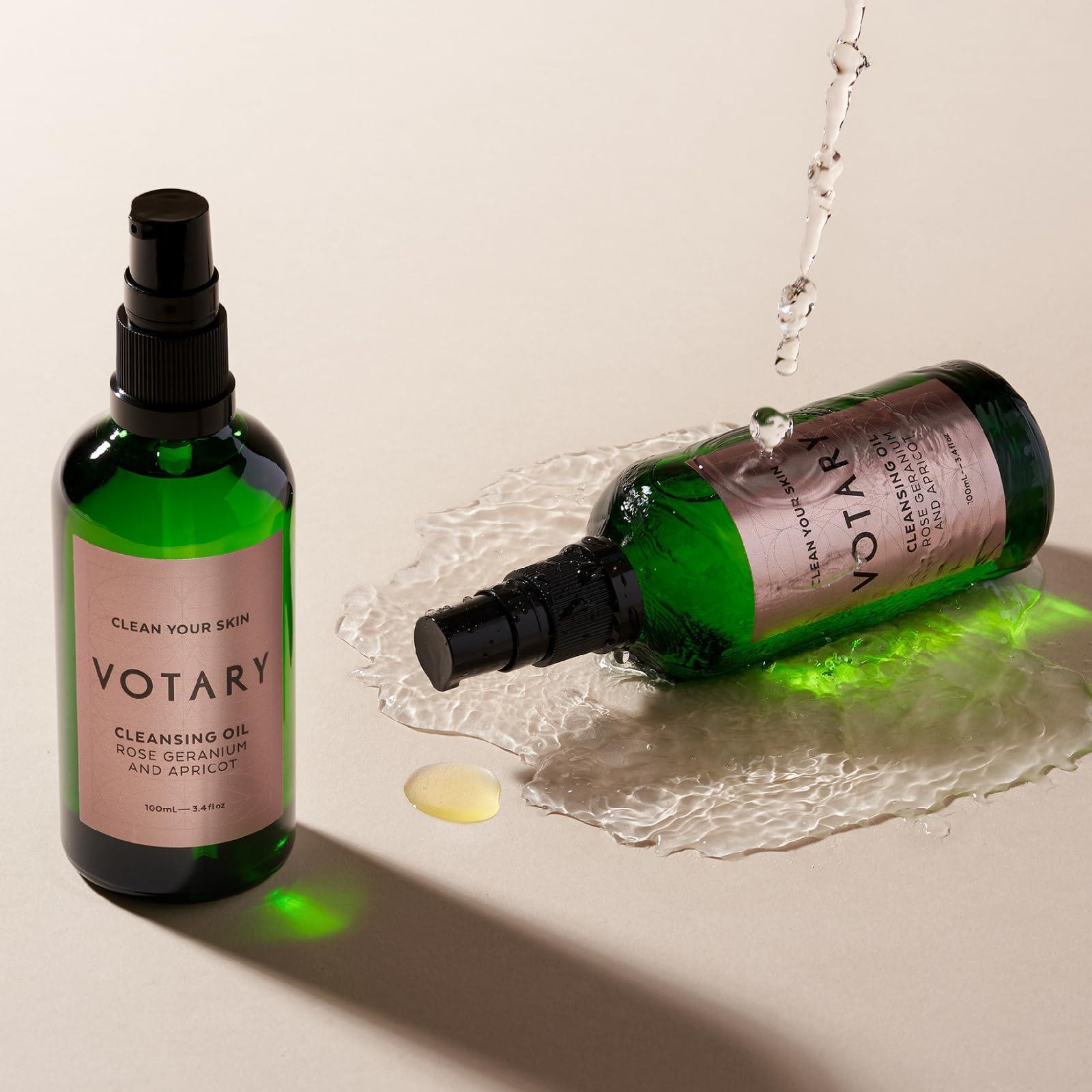 Votary Votary Cleansing Oil Rose Geranium & Apricot | Facial Cleanser Gentle Makeup Remover Cleanses without Clogging Pores With Deep Nourishing Apricot & Jojoba 3.4 Fl Oz