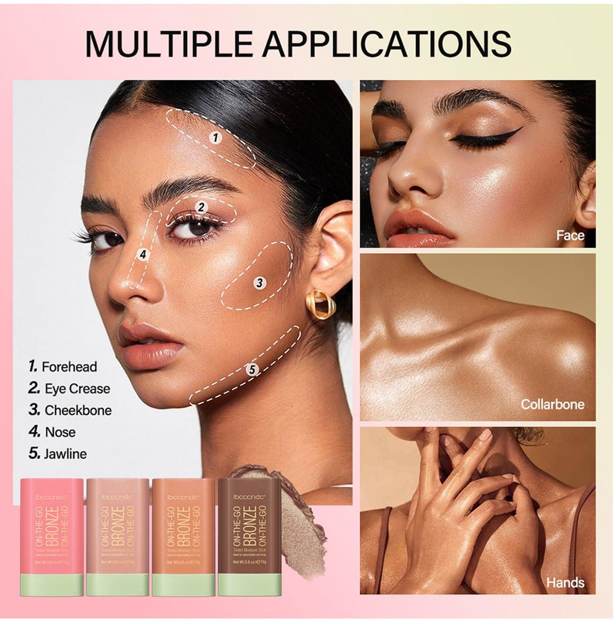 Aaiffey Aaiffey Cream Contour Stick,Bronzer Contouring Stick Facial Cream Highlight Contour Shaping Face Bronzer Makeup Blendable,Long Lasting 02-Soft Glow