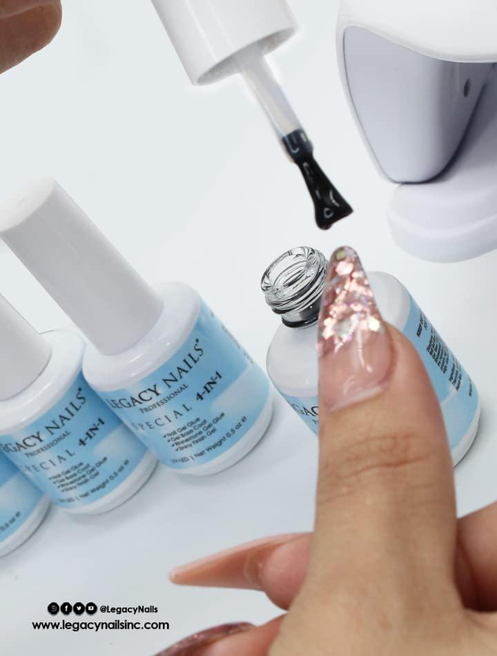 LEGACY NAILS Legacy Nails Professional Special 4-in-1 Finish Gel 0.5 oz Use it as Nail Tip Gel Glue, Rig Stone Gel Glue, Base Coat & Finish Gel Ultra-shine finish