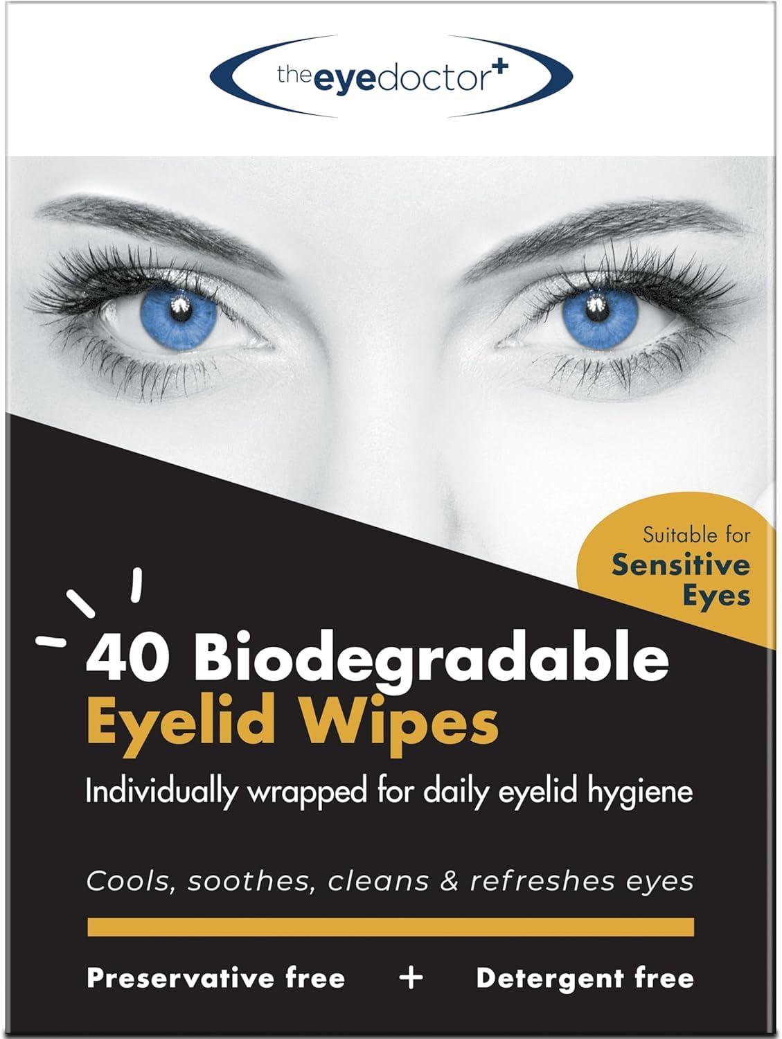 The Eye Doctor The Eye Doctor Eyelid Wipes  80 x Single use Lid & Lash Wipes  Suitable for Sensitive Eyes, Dry Eyes, Blepharitis & MGD - Rinse-Free Eye Wipes - Removes Makeup, Oil, Debris