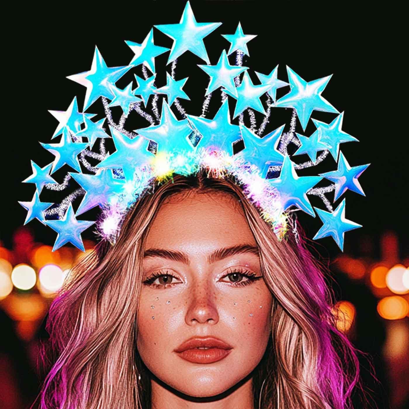 GORTIN GORTIN Light Up Star Headband LED Headpiece Glow Costume Rave Hair Accessories for Women