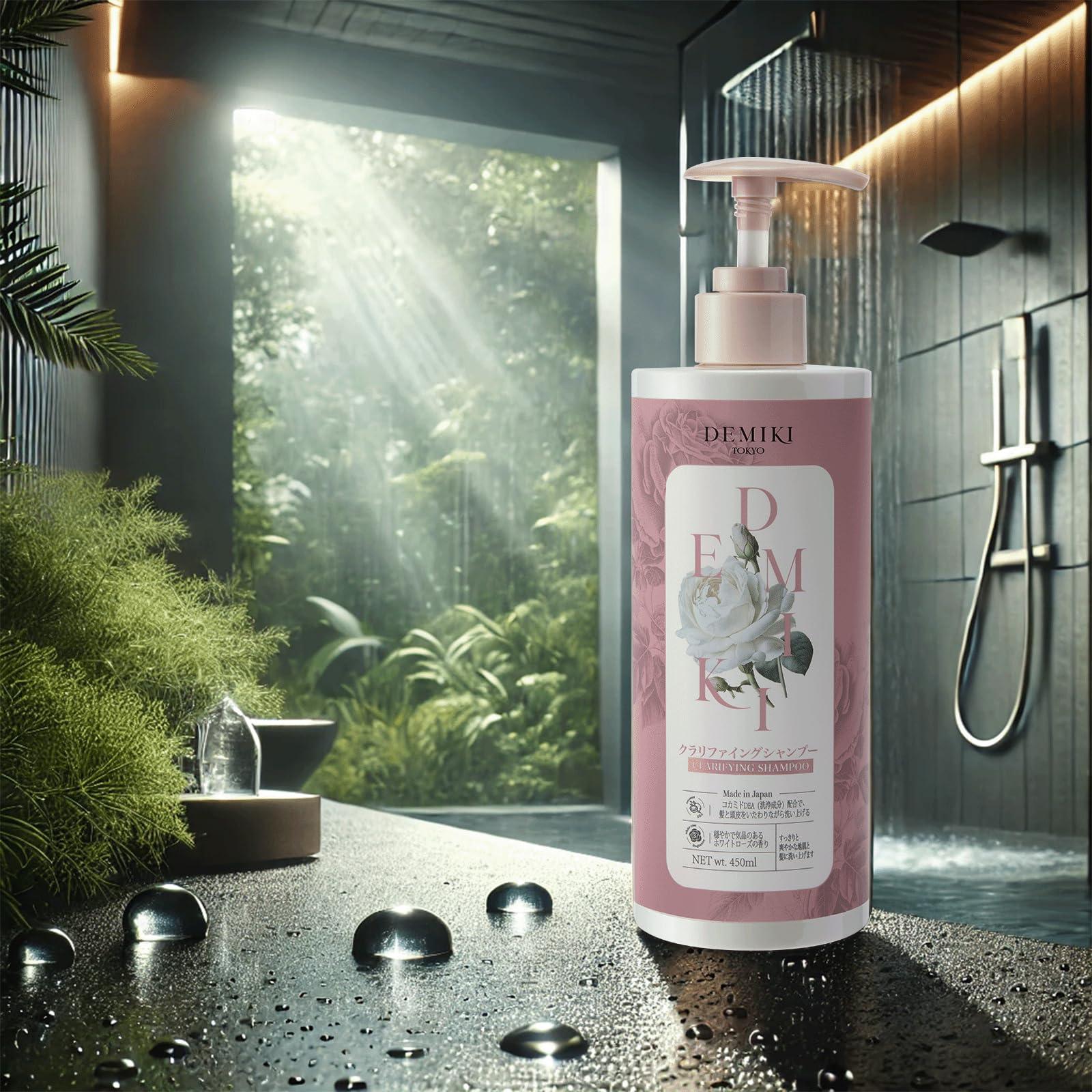 DEMIKI DEMIKI Japanese Shampoo for Women | Anti Dandruff Shampoo Sulfate Free for Oily Hair | Dye & Paraben Free | Organic Rose Scent | Clarifying, Moisturizing, Refreshing Natural Hair Care,16oz