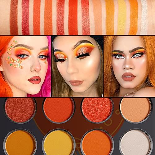 ecofavor Orange Yellow Eyeshadow Palette, DE’LANCI Pro Matte Shimmer Metallic 12 Shades, Subtle Fall Sunset Natural Tones Eyes Shadows Makeup Pallet, High Pigmented Waterproof Small and Cute Makeup Pallet