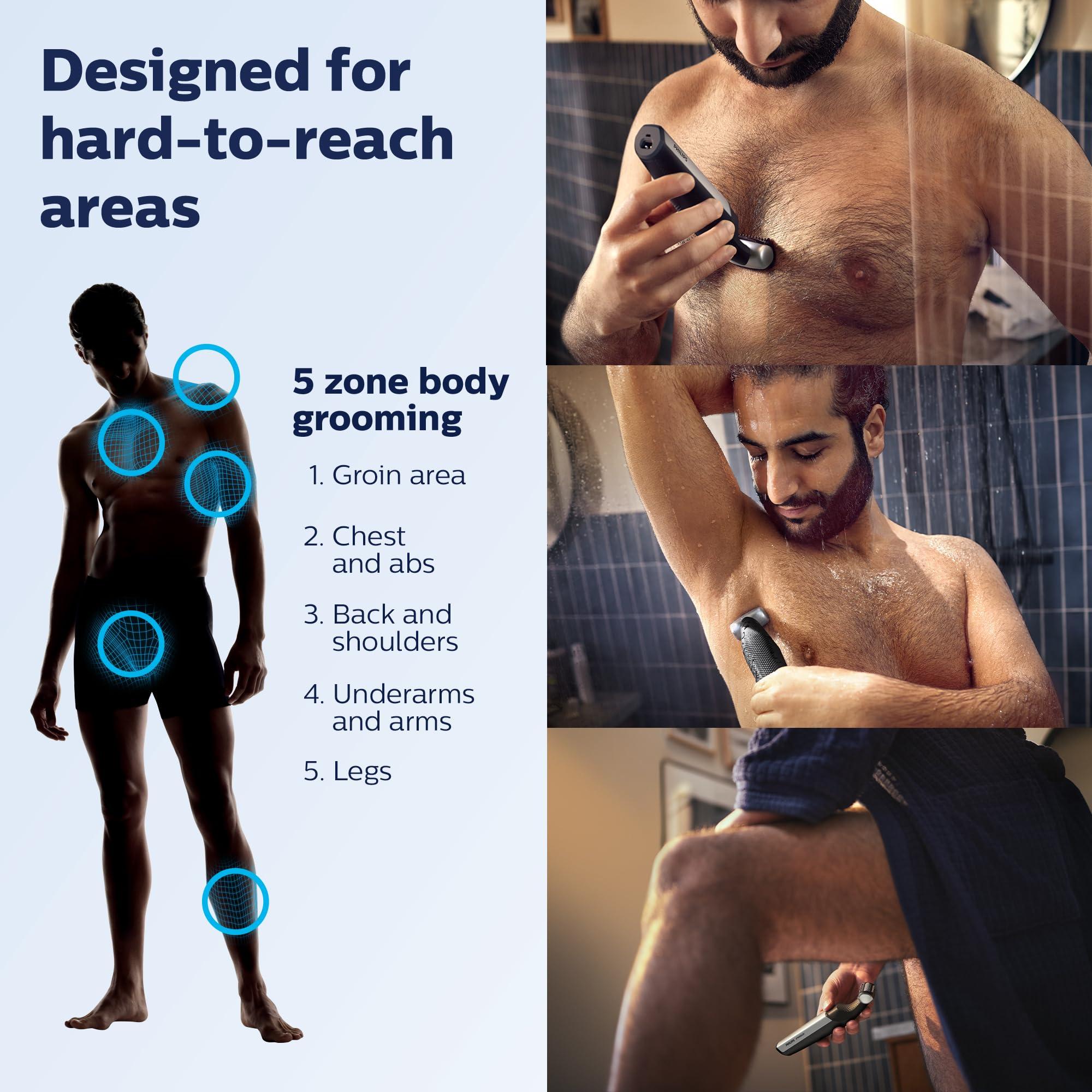 Philips Norelco Philips Norelco Bodygroom Series 5000 Showerproof Body & Manscaping Trimmer for Men with Back Attachment, BG5025/40 + Philips Norelco Genuine Bodygroom Replacement Trimmer/Shaver Foil, BG2000/40
