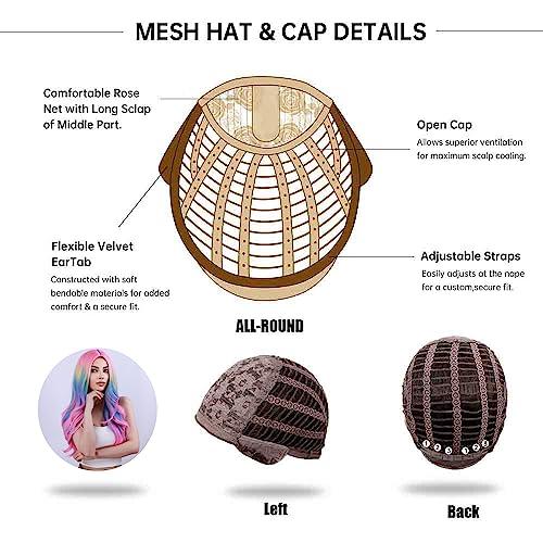 BERON BERON Rainbow Wig Long Wave Wig Colorful Wigs Long Wigs Multi Color Wigs for Women Synthetic Wig for Daily Party Wig Cap Include