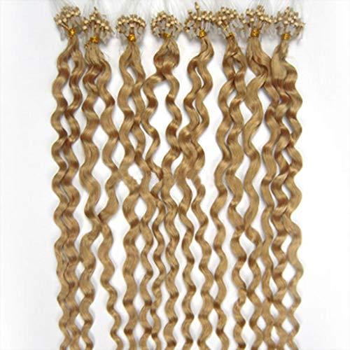 RemeeHi RemeeHi Micro Ring Hair Extensions Curly Human Hair Real Human Hair Micro Ring Loop Hair Extensions 70g 22 Inch Per Pack 12# Light Brown