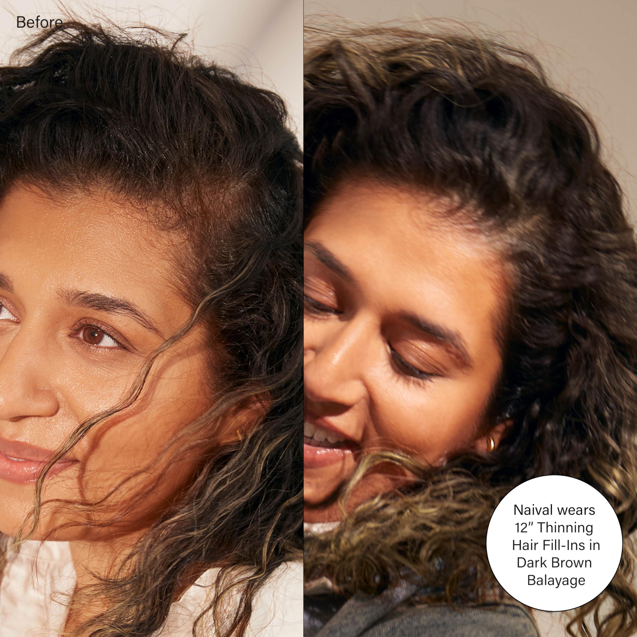 Luxy Luxy Hair 16\" Dark Brown Thinning Hair Fill-Ins Clip-In Hair Extensions (80 grams) 100% Remy Human Hair, Coverage for Thinning Hair, 6-Piece Set, Blends Easily