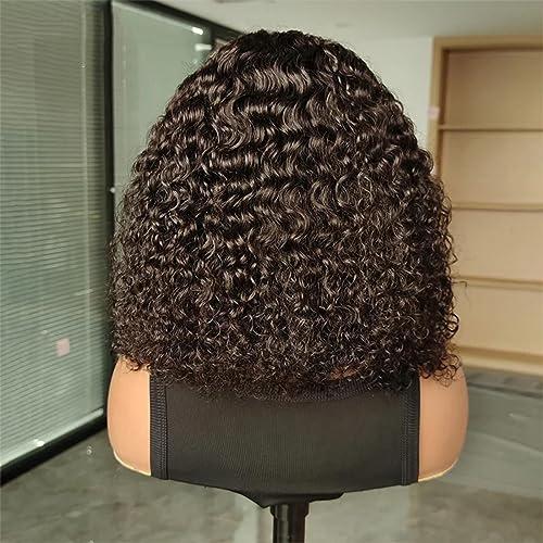 ISEE ISEE Hair Wear and Go Glueless Wigs Bob Wigs Human Hair Pre Plucked Water Wave Lace Front Wigs Human Hair Upgraded No Glue Transparent Lace Closure Wigs Human Hair for Women Natural Black 10 Inch