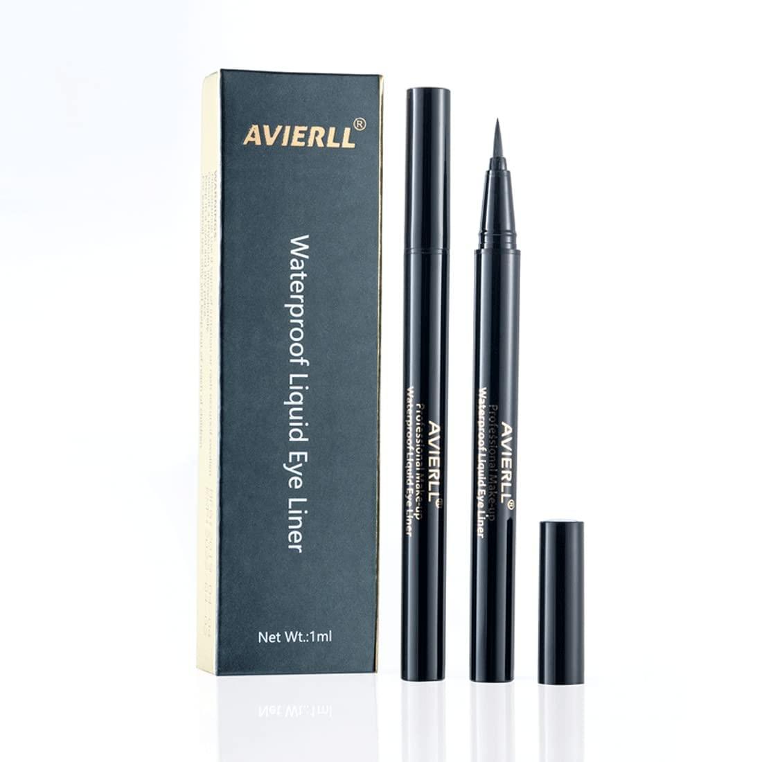 AVIERLL AVIERLL Waterproof Liquid Eyeliner -2Pens Black Eyeliner Long Lasting&Smudgeproof Makeup Liner Easy Liquid Pen 0.03 Fl. Oz (Black)