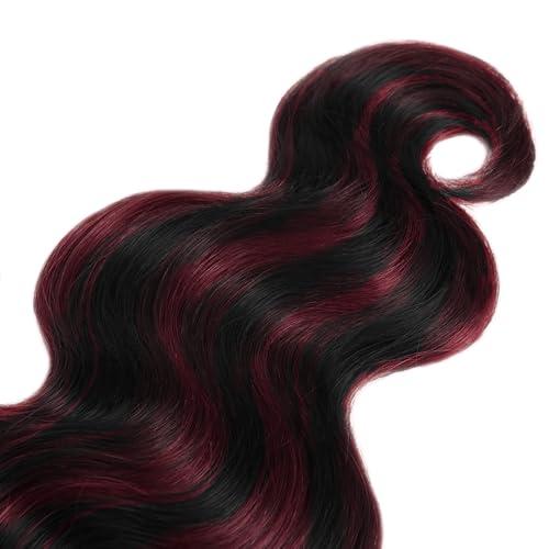 SUHKRPT 14 16 18 Inch P1B99J Bundles Highlight Body Wave Human Hiae Bundles Two Tone Black Mixed With 99J Burgundy Bundles Wine Red Body Wave Bundles Hair Extensions
