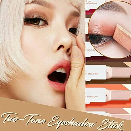 Deysen Two-Tone Eyeshadow Stick, Double Colors Eye Shadow Stick Glitter Shimmer Eyeshadow Gradient Eyeshadow Makeup Stick Waterproof Eyeshadow (#3 Red Brown)