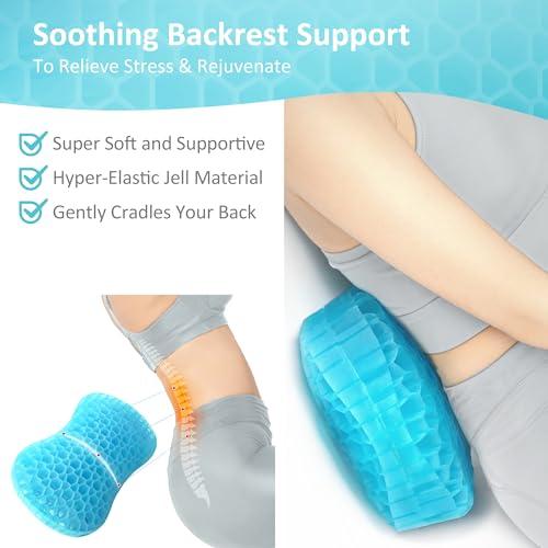 Sunlit Sunlit Bath Jello Gel Bath Pillows, Lumbar Pillow for Bathtub, Back Support Pillow, Gel Pillow with Non-Slip Suction Cups for Lumbar, Back Rest Support, Fits Curved or Straight Back Tubs, Aqua