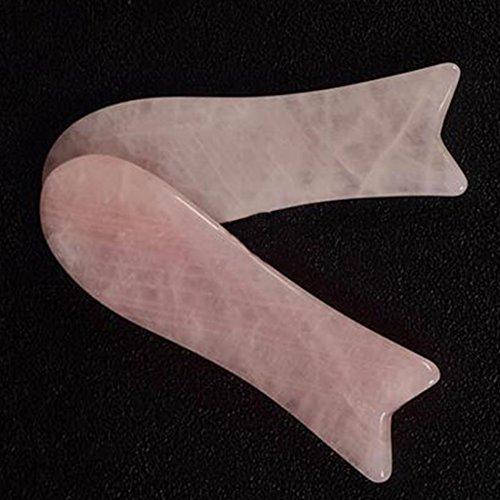 fengshuisale Feng Shui Natural Rose Quartz/White jade Gua Sha Board Healing Stone Gua Sha Scrapping Plate Massage Tool for SPA W3439 (pink)