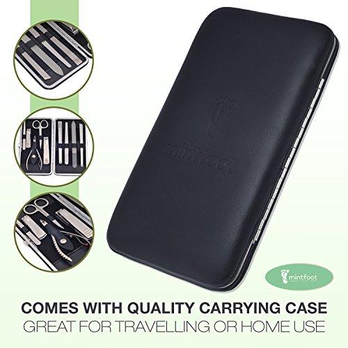 Mintfoot Mintfoot Professional Manicure Pedicure Set - 9 Piece Stainless Steel Nail Care Mani Pedi Kit with Leather Travel Case