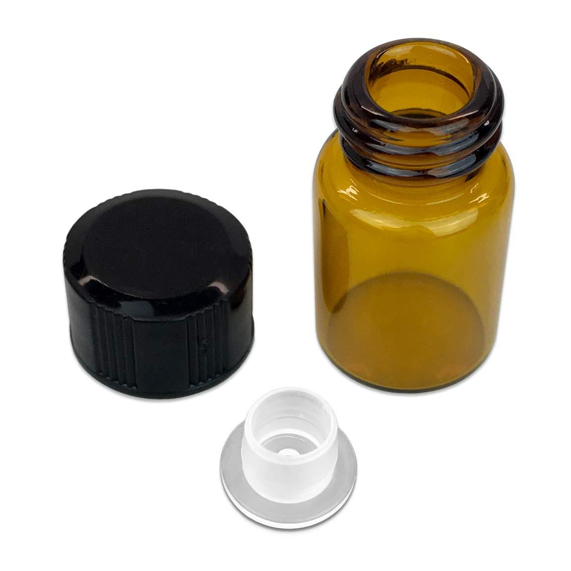 Beauticom Beauticom USA 5/8 Dram/2ML Amber Glass Vial for Lab Chemicals, Reagents, Serums, Oils and Other Liquids with Orifice Reducer and Dropper Top (Pack of 120 Pieces)