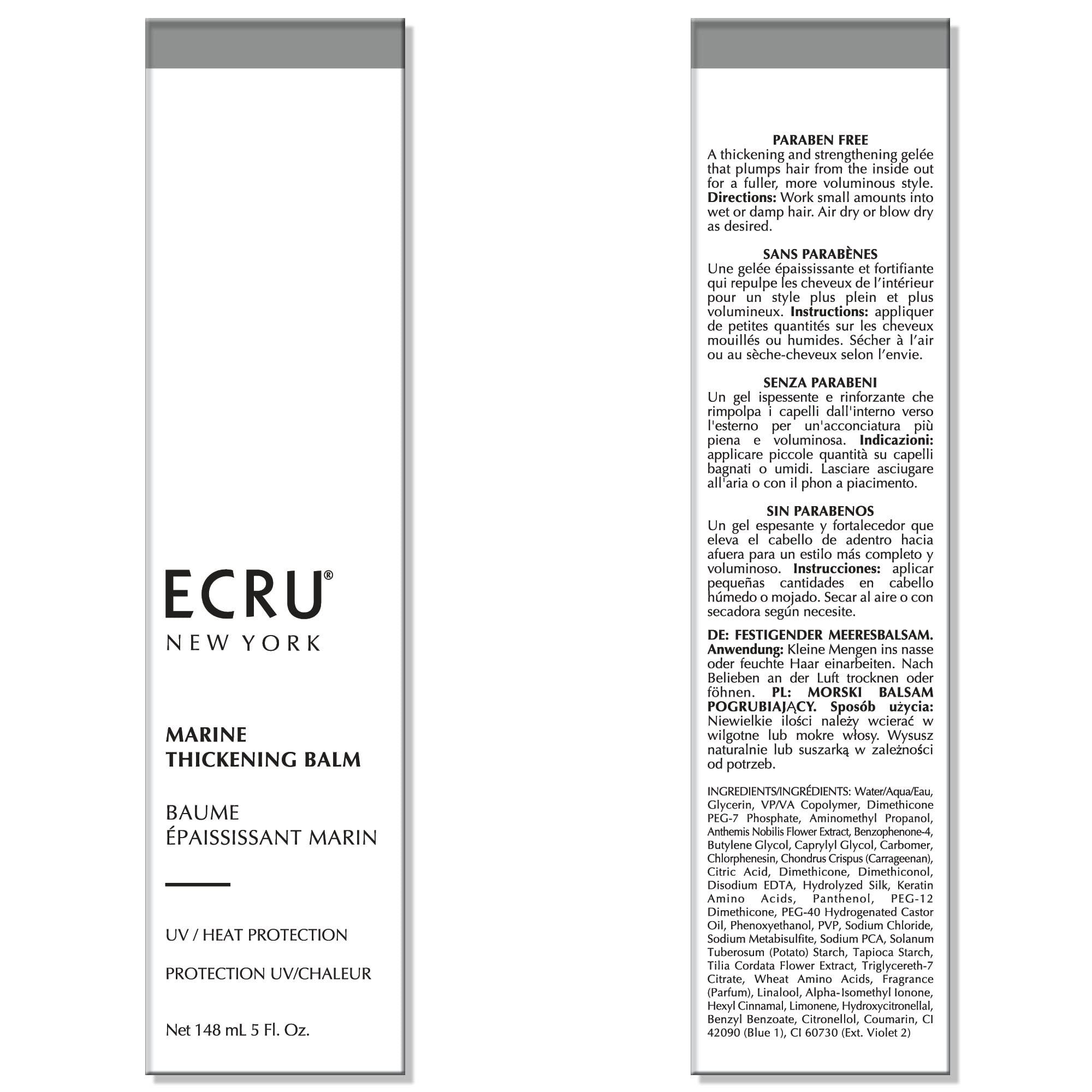 ECRU NEW YORK ECRU Marine Thickening Balm, Hair Thickening Gel, Thickener for Volumizing, Hair Styling Products, 5oz