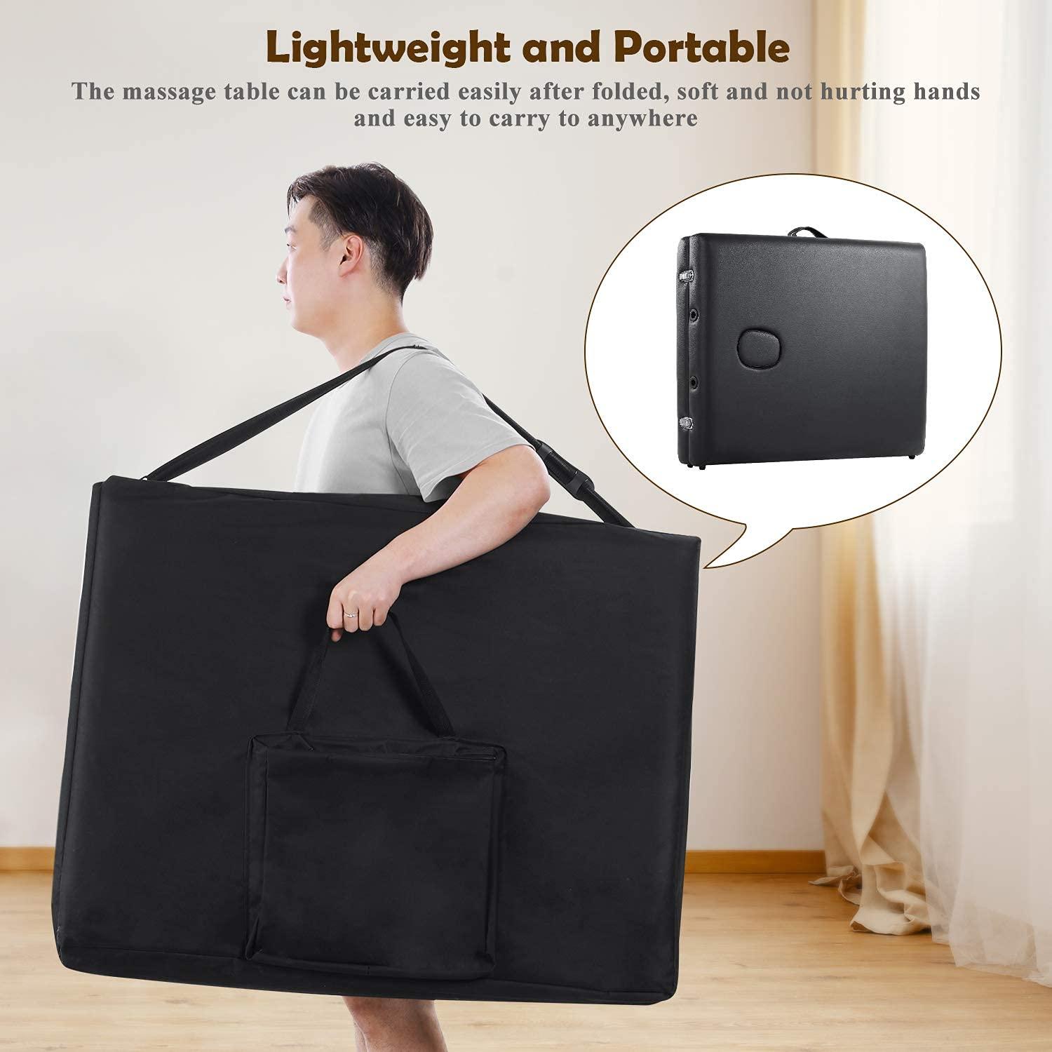 N \\ A Folding Massage Table Professional Portable Massage Bed 2 Fold Extra Wide 84'' Carrying Bag & Accessories Lash Bed Aluminum Frame for Home Use