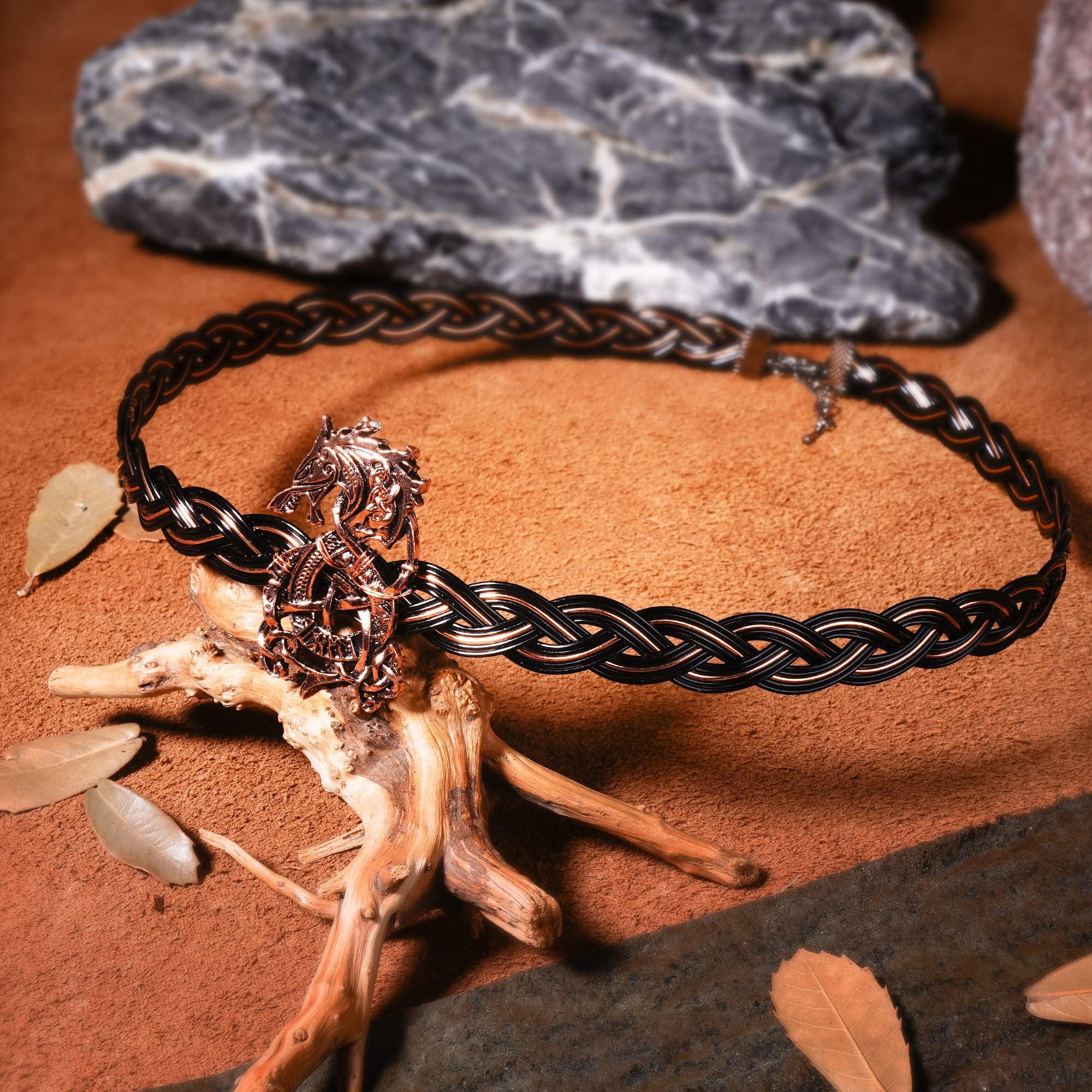 CoTeeZa CoTeeZa Handmade Renaissance Fairy Circlet - Viking Crown Elf Headband Dragon Braided Tiara Celtic Headpiece Royal Medieval Hair Accessory for Birthday Party Women Men Cosplay Costume Wreath