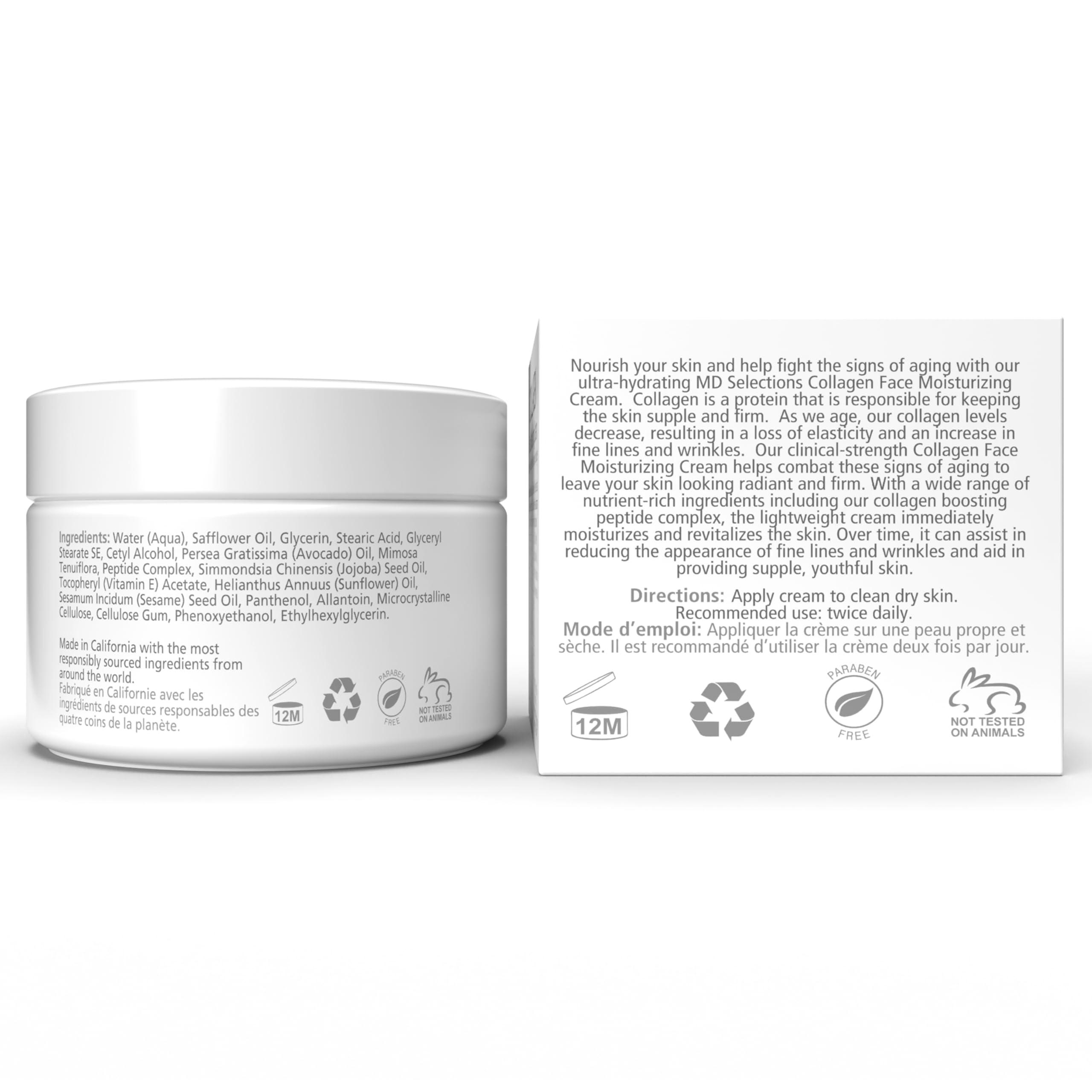 MD Selections MD Selections Collagen Facial Cream, Face Moisturizer Cream for Dry Skin Vegan Anti Aging Crme d' hydratation faciale au collagne, Collagen Face Cream, 2 fl oz
