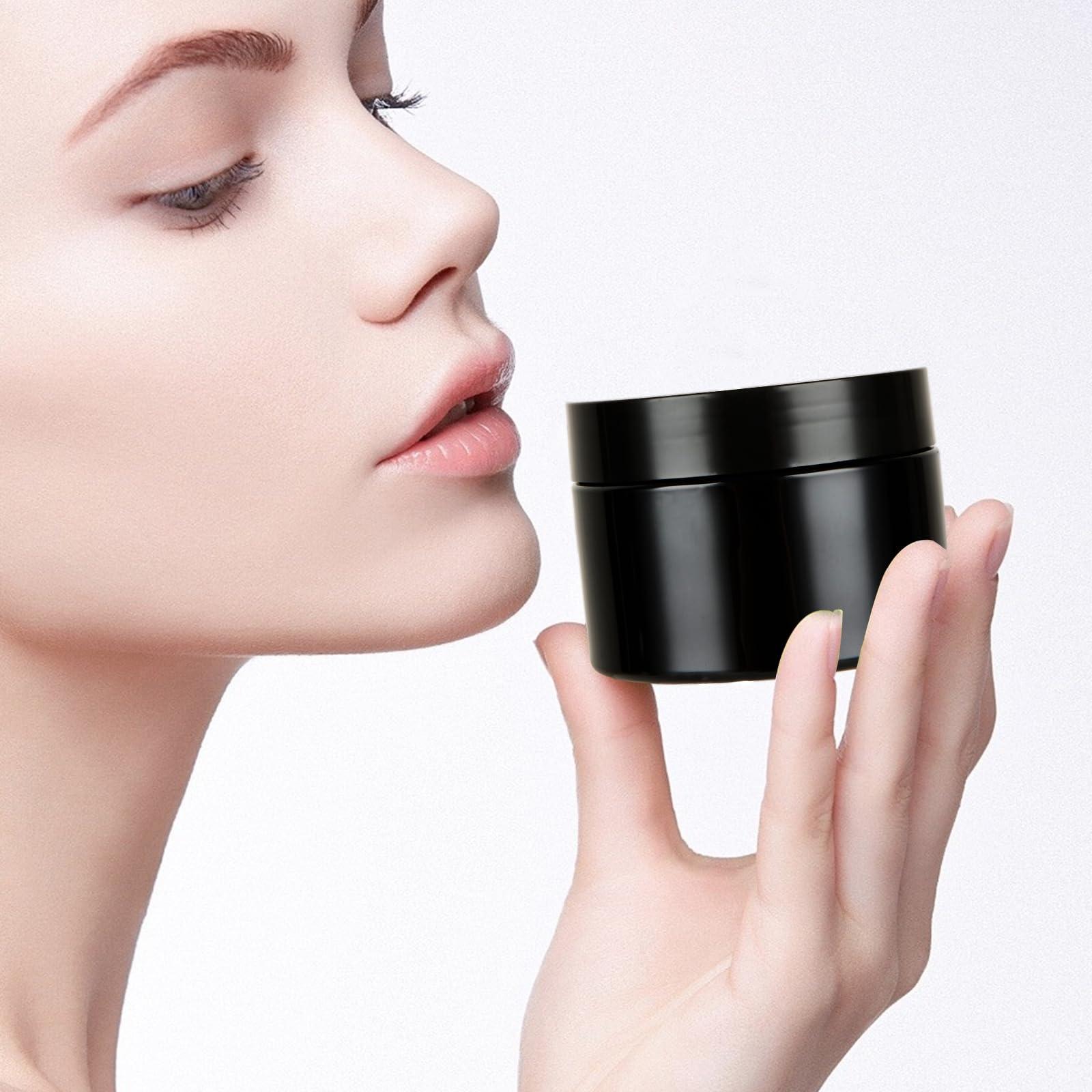 Acrux7 Acrux7 40 Pack 4 oz Black Plastic Jars, Small Round Cosmetic Cream Jars with Lids & Labels, Refillable Plastic Cream Container 120 ml Leak Proof Travel Jars for Creams, Lotion, Body Butter, Body Scrub