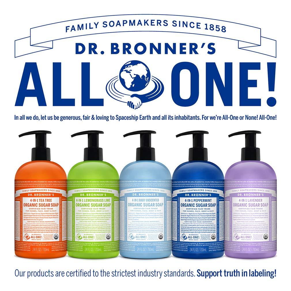 Dr. Bronner's Dr. Bronner\'s - Organic Sugar Soap (Lemongrass, 24 Ounce) - Made with Organic Oils, Sugar and Shikakai Powder, 4-in-1 Uses: Hands, Body, Face and Hair, Cleanses, Moisturizes and Nourishes, Vegan