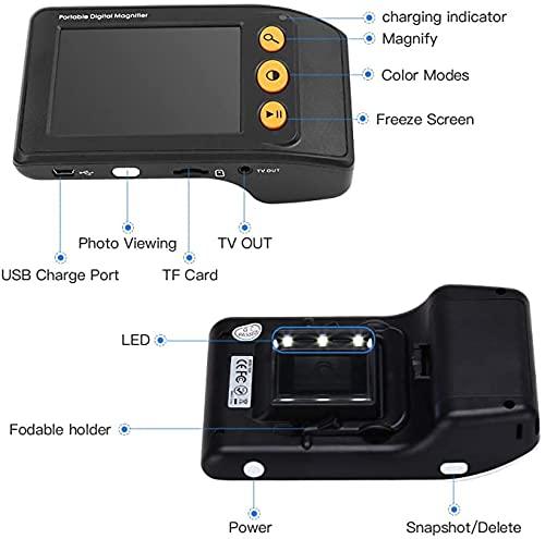 JOYWEE Portable Digital Video Magnifier Electronic Reading Aid 3.5 Inch LCD Screen for Low Vision 2x-25x Zoom Foldable Handle (Black)
