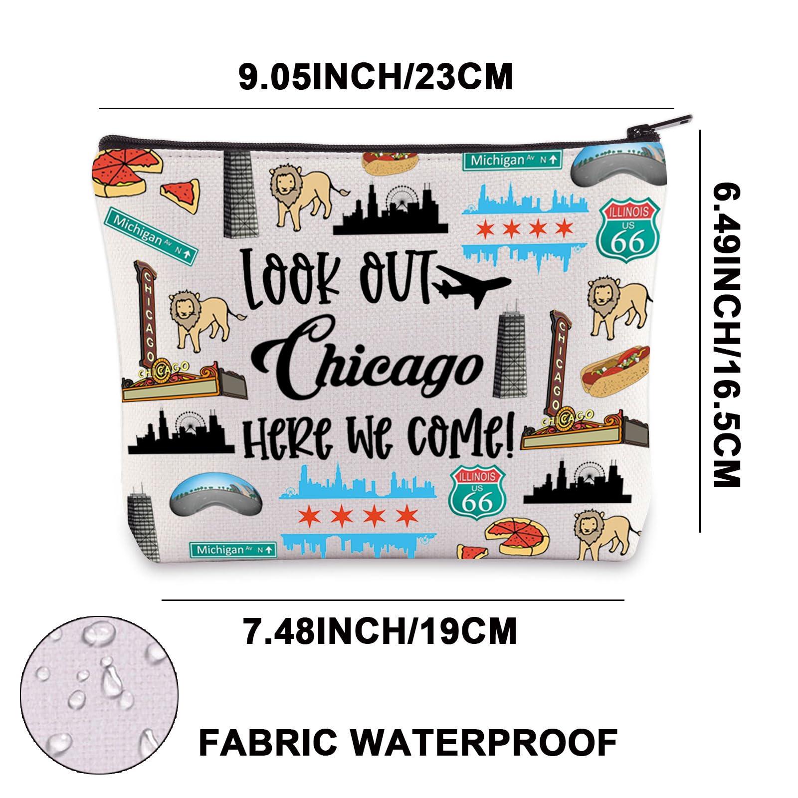 JNIAP JNIAP Chicago Makeup Bag Chicago Themed Gifts Chicago Souvenirs Gifts Chicago Zipper Pouch Chicago Trip Gifts (look out Chicago)
