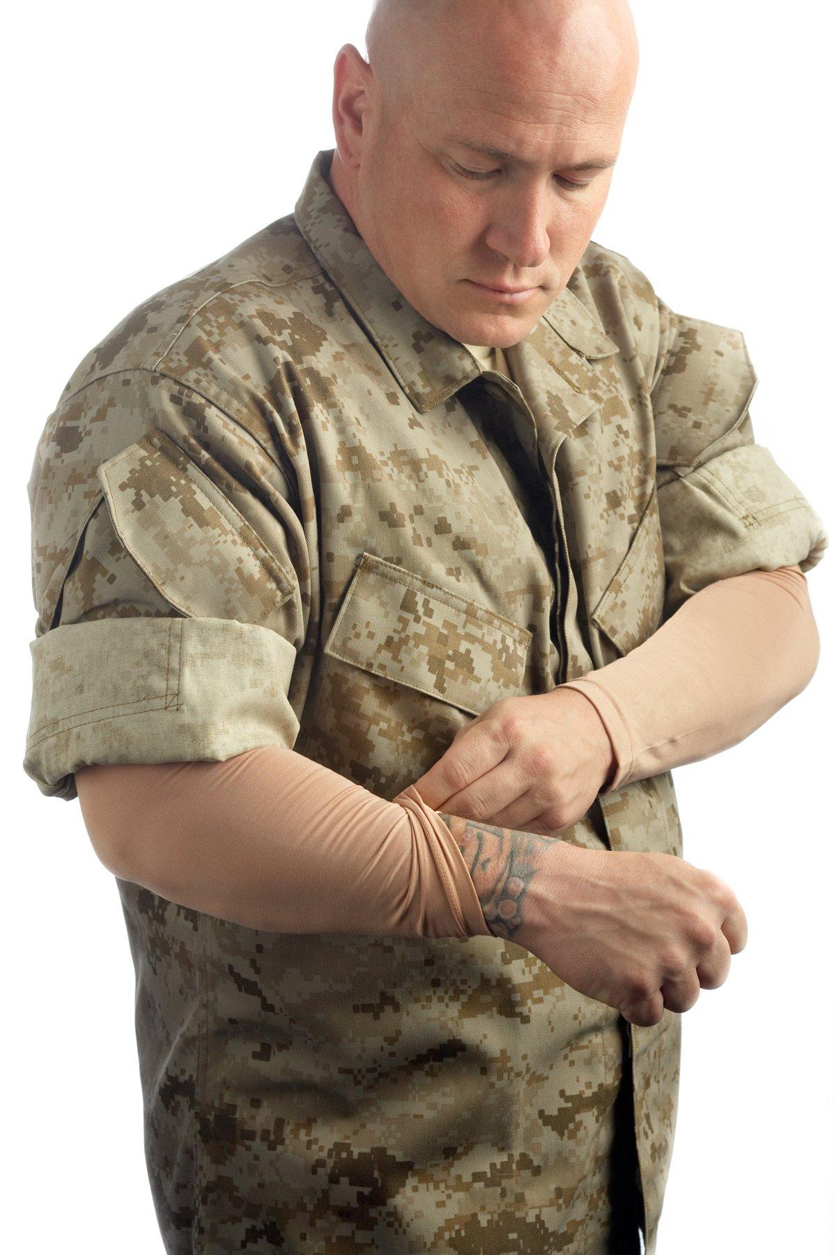 Tatjacket Tatjacket Tattoo Cover Up Concealer Sleeve, Full Arm coverage, UPF 50 Protection, Slip Free- (Unisex) (2-Pack) - MEDIUM TAN