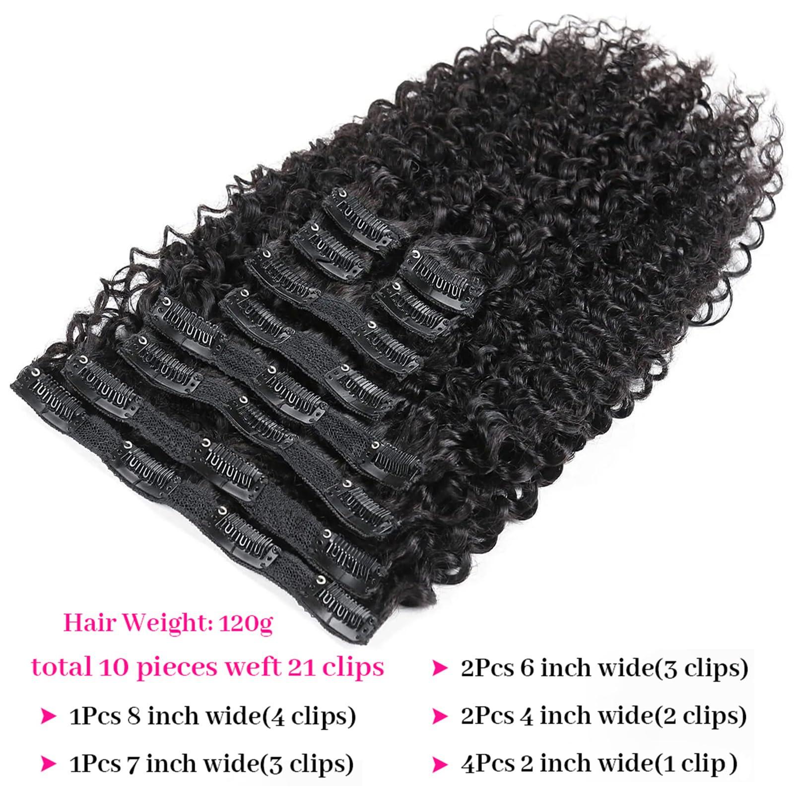 LANWIUKU LANWIUKU Curly Clip in Hair Extensions Real Human Hair 3B 3C Curly Hair Clip in Extensions for Women 10pcs 120g Jerry Curly Clip ins Brazilian Human Hair Curly Clip in Extensions (12 Inch)