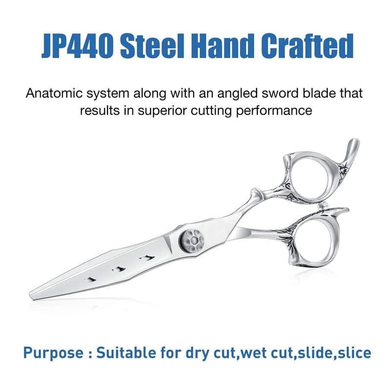 WGGTX Professional Hair Cutting Shears, 6 Inch Professional Salon Haircut Japanese Stainless Steel 440C Barber Hair Trimmer Cutting Thinning Scissors set (Color : Set)