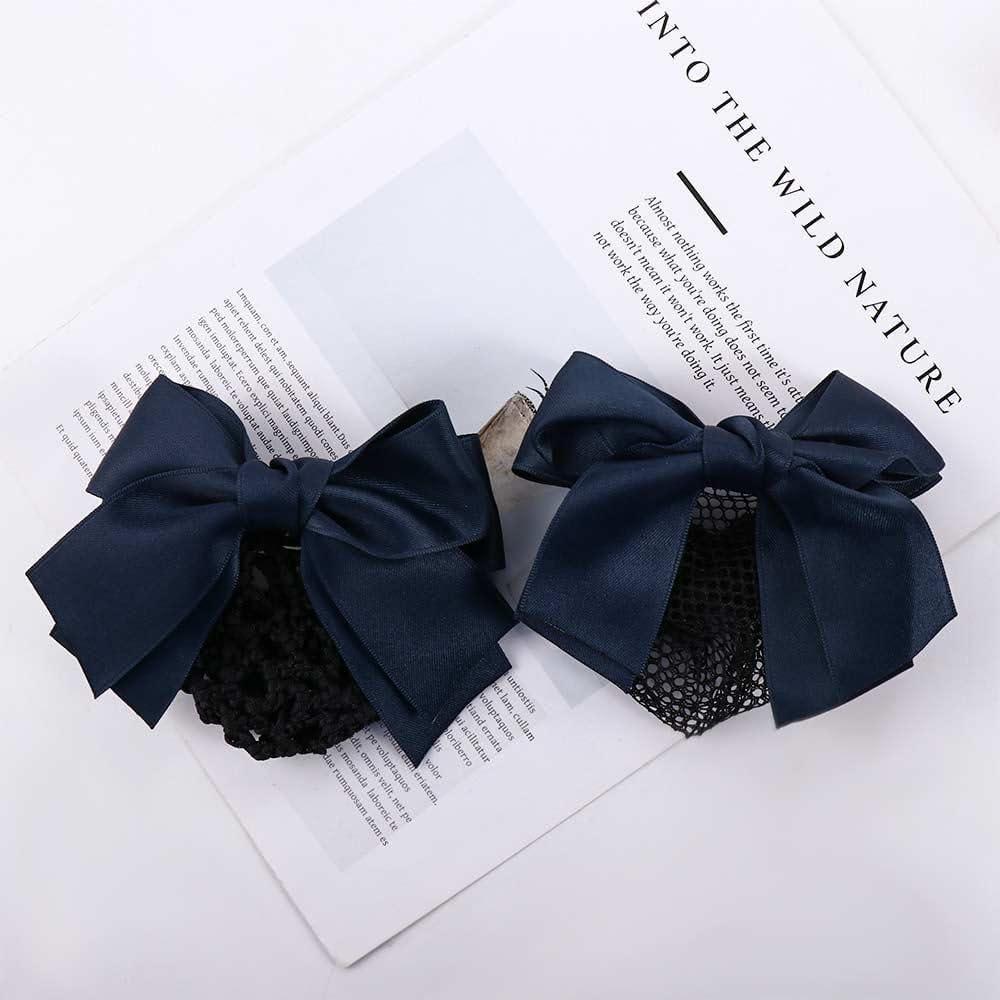 Pxiryanlow Green Professional Hair Bun Cover Net Snood Hairnet Bowknot Lace Barrette Hair Clip Hair Accessories For Womens Nurse Stewardess Clips and Barrettes