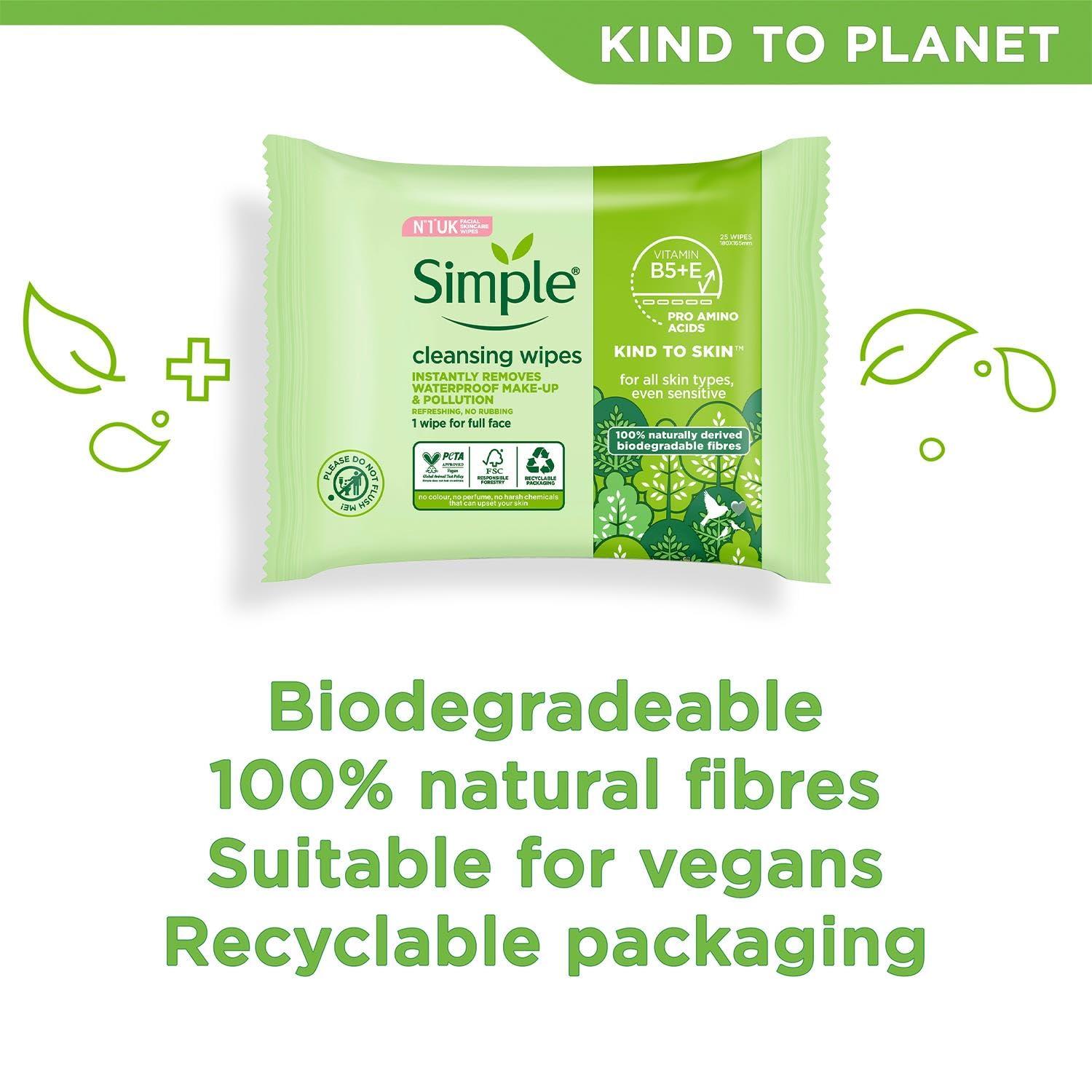 Simple Simple Kind To Skin 25 Cleansing Facial Wipes (3 pack)