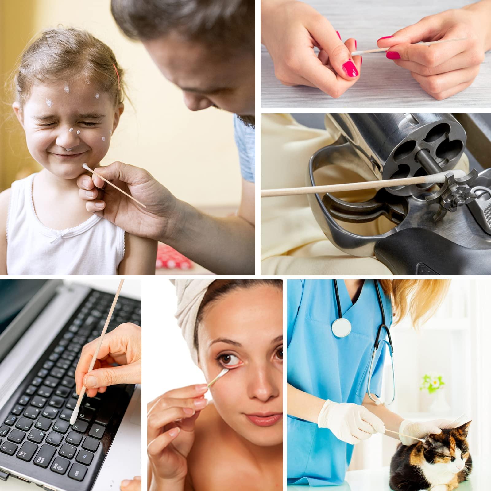 Garrelett 1200 PCS 6 Inches Long Cotton Swabs with Storage Case, Include 600 PCS Round & 600 PCS Pointed