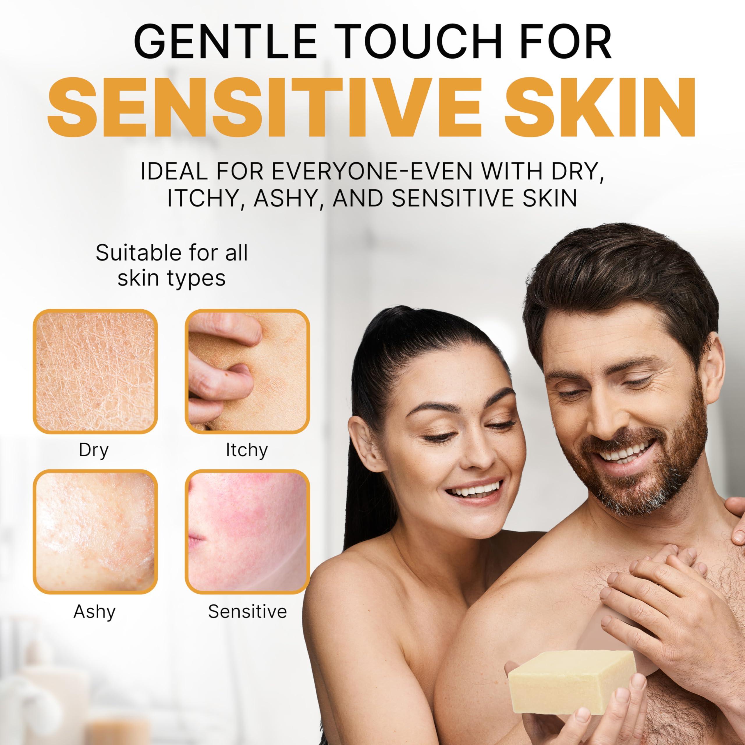 CLASSYONE CLASSYONE Grandma's Pure Lye Soap Bar for Sensitive Skin, Unscented Face & Body Wash Soap for Dry & Itchy Skin, Bundled with Wonder Wafers Baby Powder Air Freshener - 6.0 oz, Pack of 6