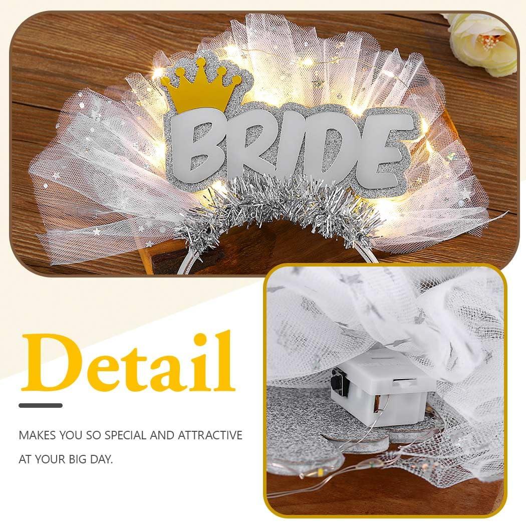 JEAIRTS JEAIRTS Light Up Bride Veil Headband LED Wedding Star Veil Crown Headpiece Glowing Bachelorette Party Hair Accessories for Women(1-Crown)