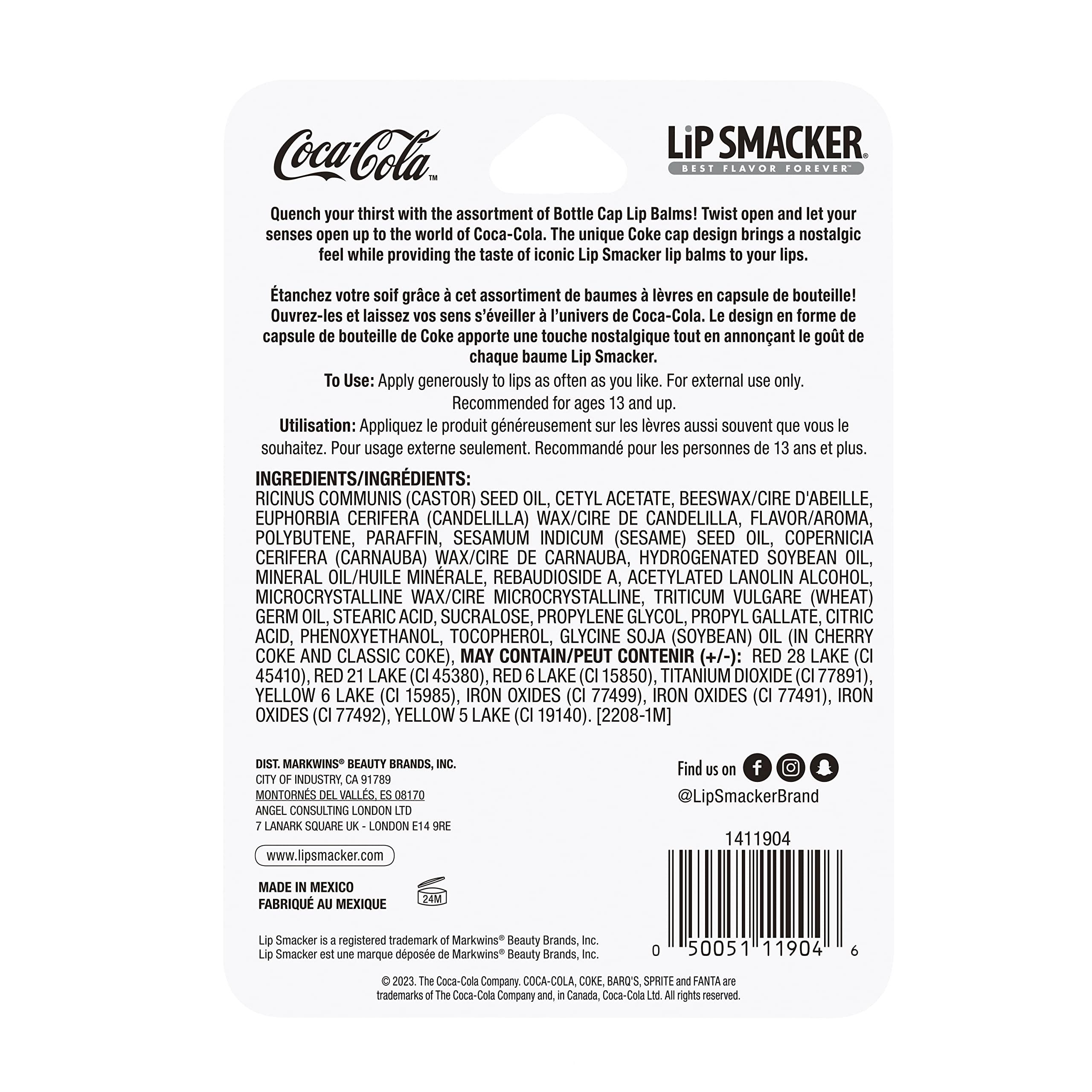 Lip Smacker Lip Smacker Coca Cola Collection - Moisturizing, Soothing Coke Bottle Caps Trio