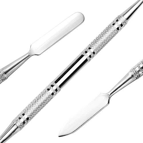 ACKLLR 2 Pack Professional Makeup Palette, 2 Types Pro Lady Stainless Steel Cosmetic Artist Spatula with Spatula Tool for Mixing Foundation by ACKLLR, Silver