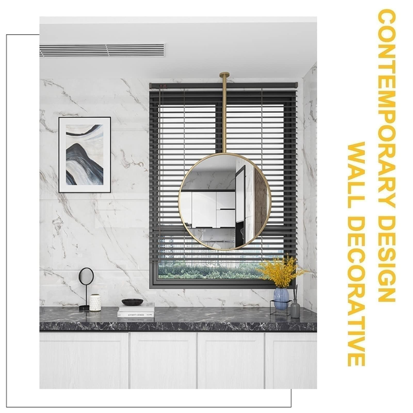 SXBHDM Ceiling Hanging Mirror for Wall Decor, Clean Large Modern Wall Mirror Decorative Mirrors Contemporary Premium Silver Backed Floating Glass, Bathroom Vanity Mirror, Modern Design (Color : Metal Back,