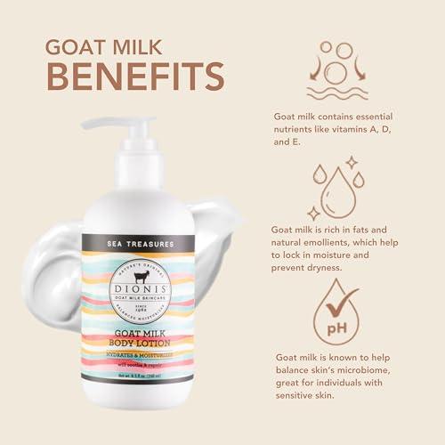 Dionis Dionis Goat Milk Hydrating Skincare Scented Cream, Rich & Creamy Daily Moisturizing Sea Treasures Body Lotion For Dry Skin, Made in the USA, Cruelty-Free & Paraben-Free, 8.5 oz Bottle
