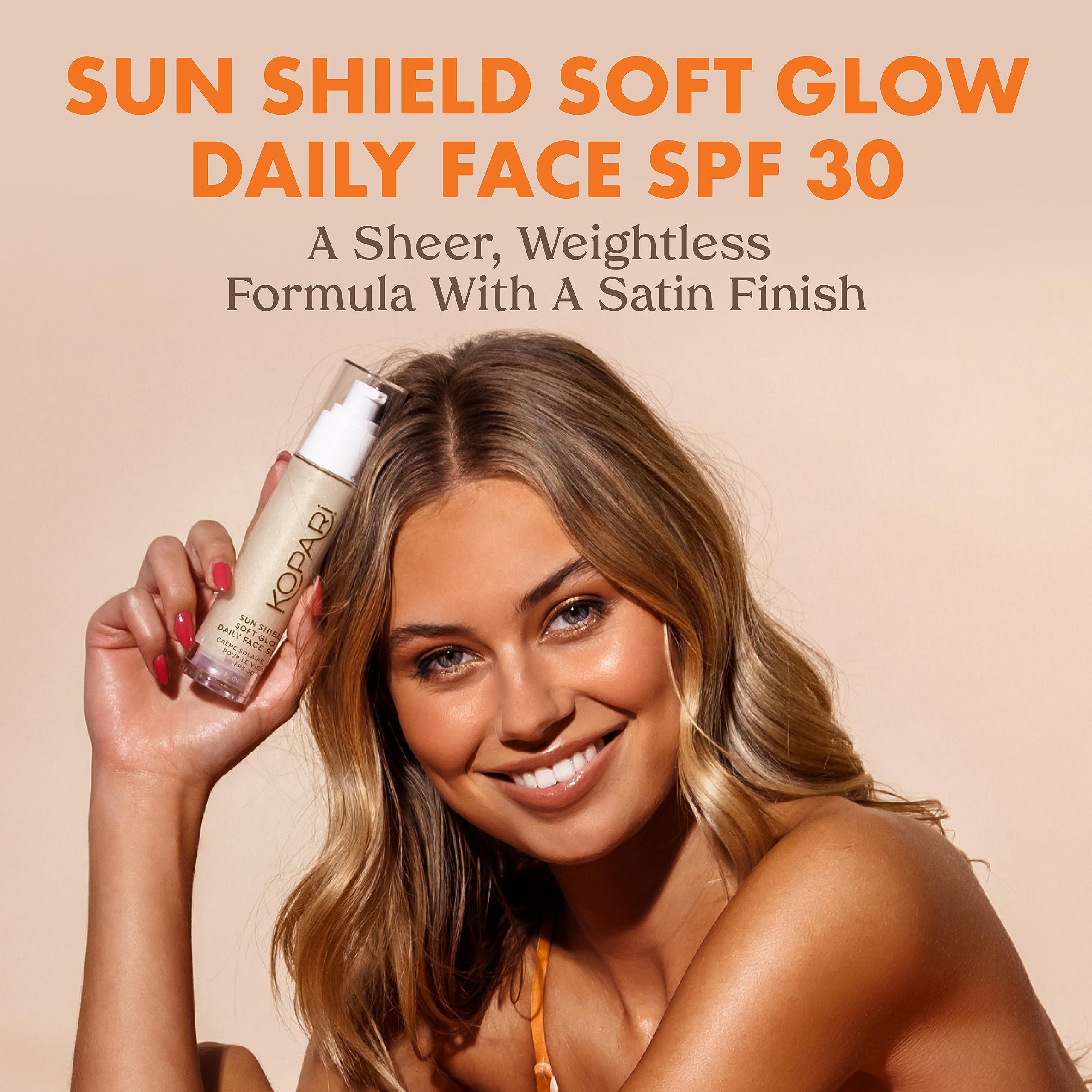 Kopari Kopari Sun Shield Soft Glow - Daily Face SPF 30, Sheer Lightweight Sunscreen, Healthy Radiant Glow, Perfect Under Makeup for Boost of Hydration, 1.5oz
