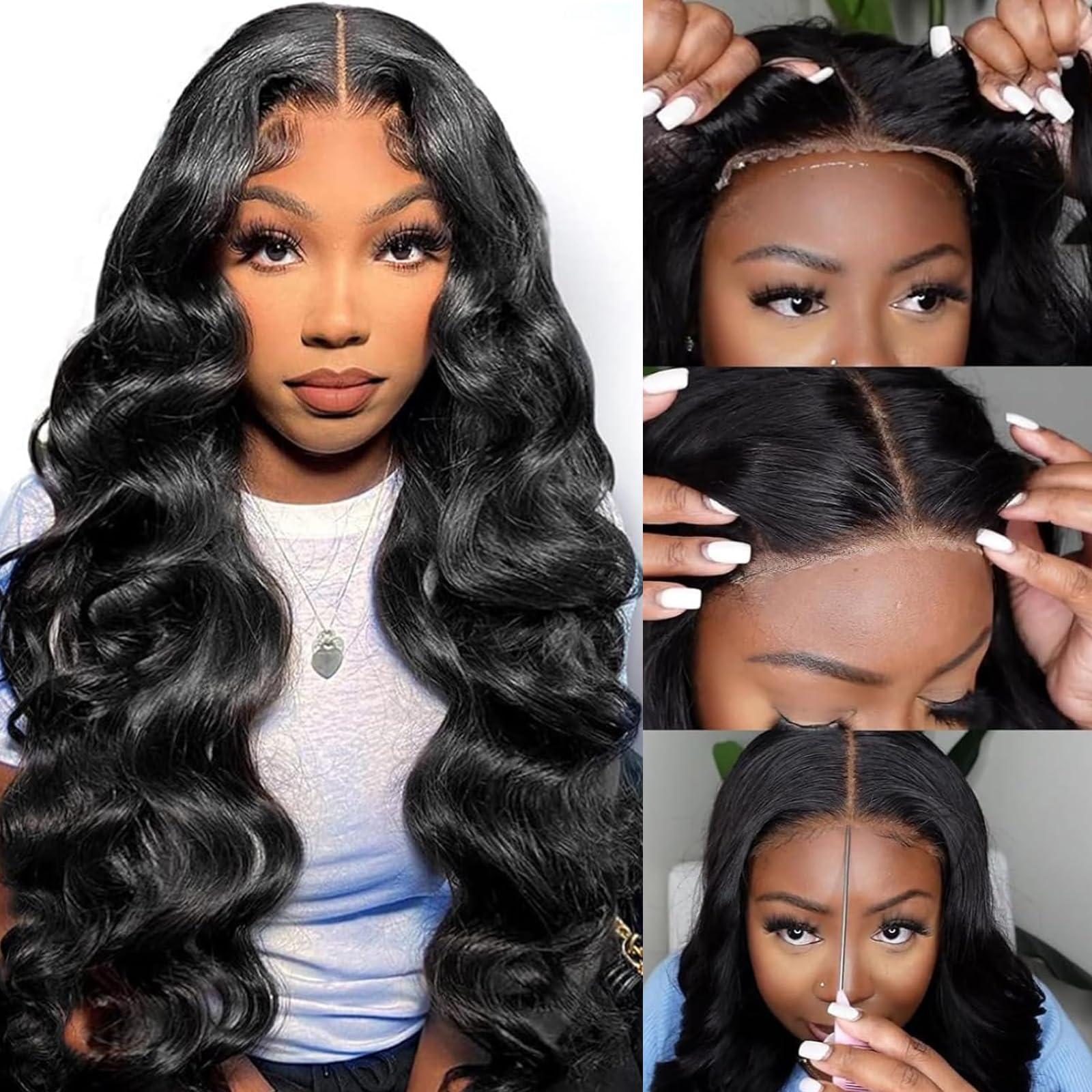 Bestdilin 30 Inch Wear and Go Glueless Wigs Human Hair Pre Plukced Pre Cut 8x5 HD Lace Closure Wigs Human Hair for Women 220% Density Ready to Wear Glueless Body Wave Lace Front Wigs Human Hair No Glue Wigs