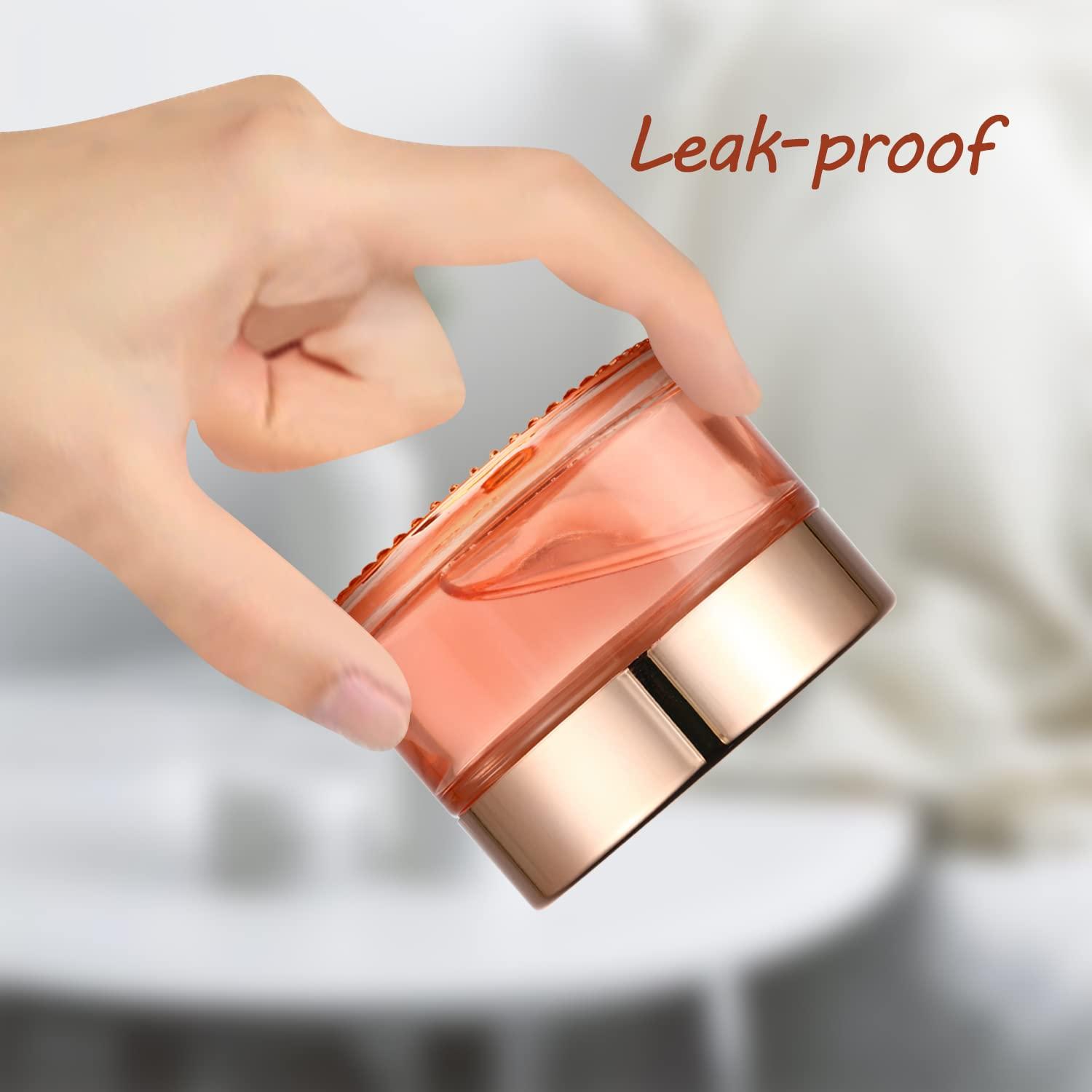 Cositina Cositina 12 Pack 1oz Pink Glass Jars,Empty Round Storage Travel Containers with Rose-Golden Lids & Inner Liners,Refillable Cosmetic Vials for Moisturizer,Creams,Salve, Lotion